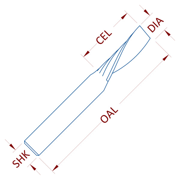 1 Flute Downcut "O" Style Hard Plastic