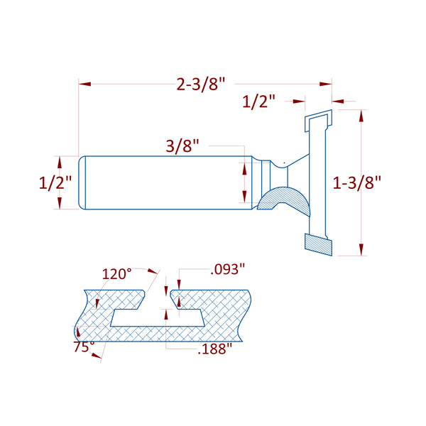 PCD Diamond "T" Slot Router Bit